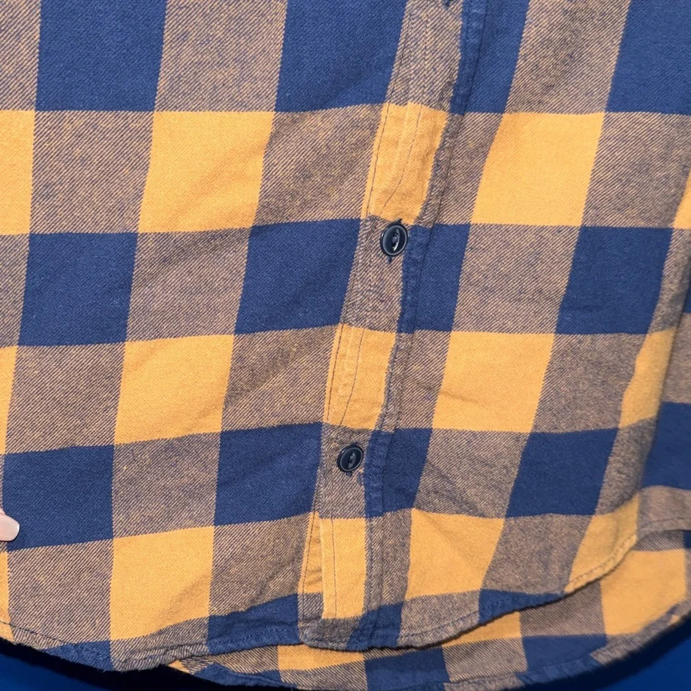 The Children's Place - Navy & Yellow Plaid Button-Down Shirt Size 10/12